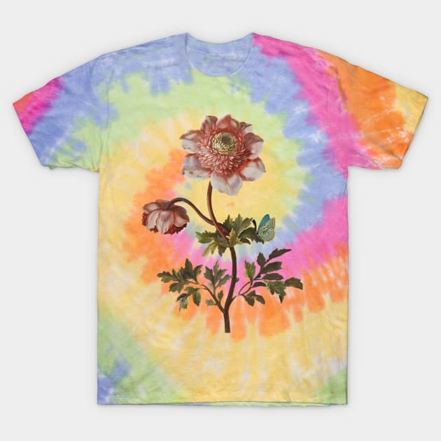 Peonies with a Butterfly T-Shirt by CozyCanvas